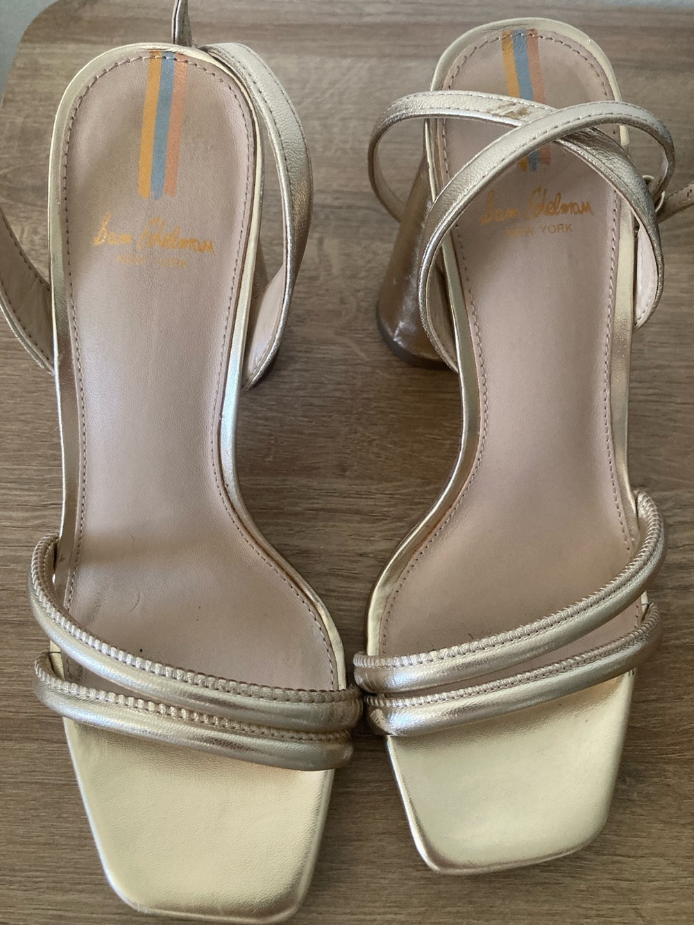 Sam Edelman Gold Strappy Block Heel Sandals